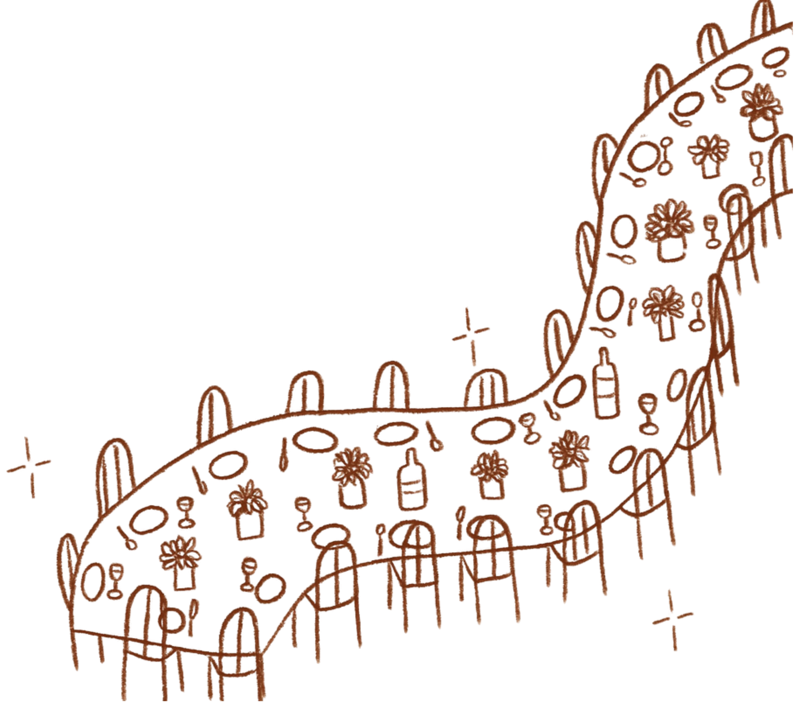 Drawing of a big wedding table